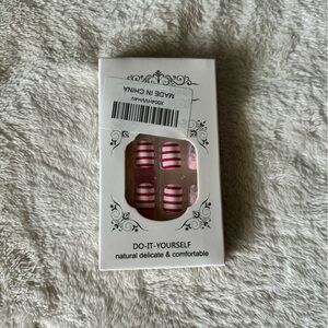 Red and White Striped Press-On Nails